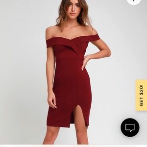 Lulus off the shoulder dress with slit
